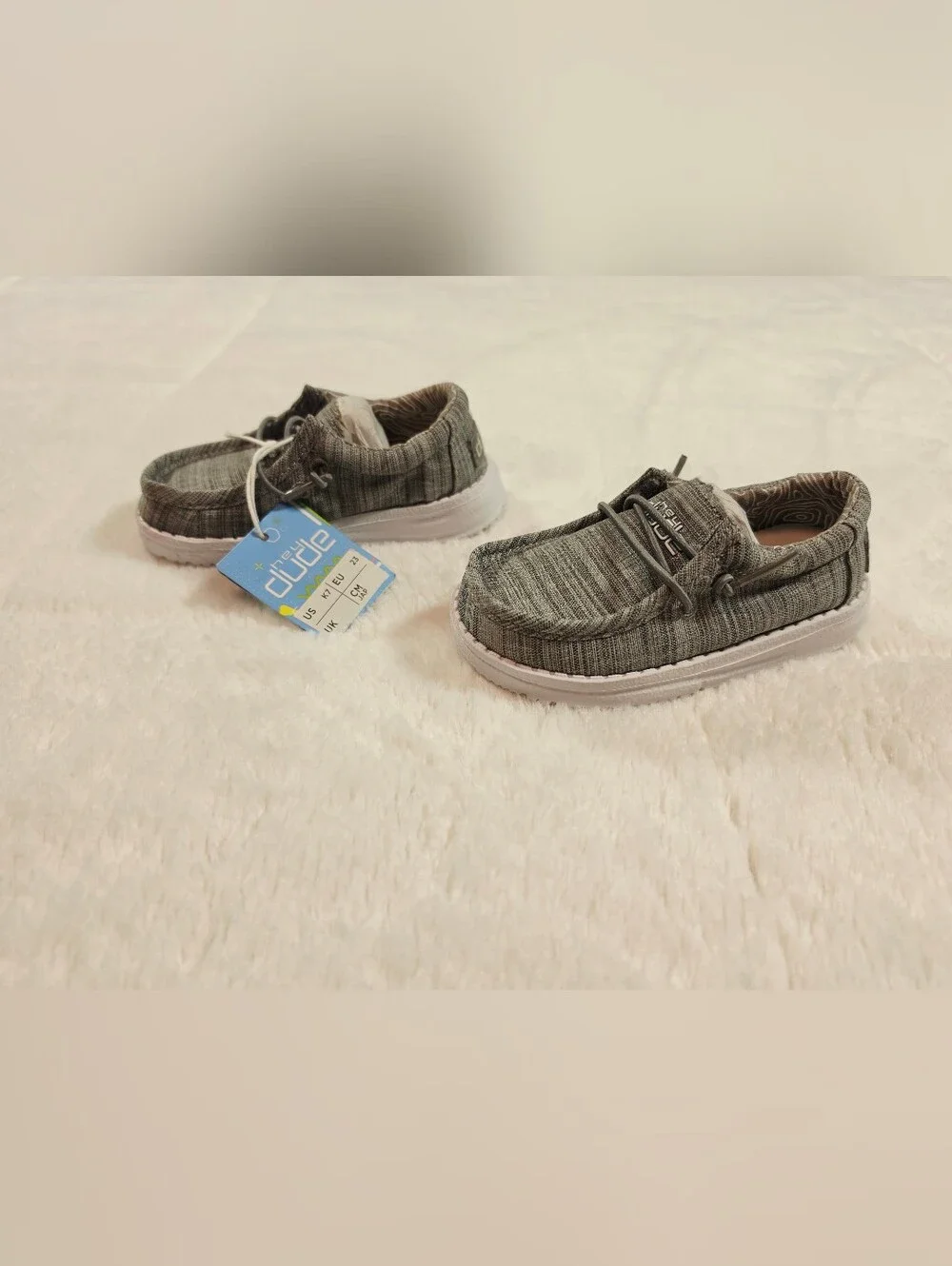 Hey Dude Baby Gray Knit Slip-On Shoes with Bungee Laces